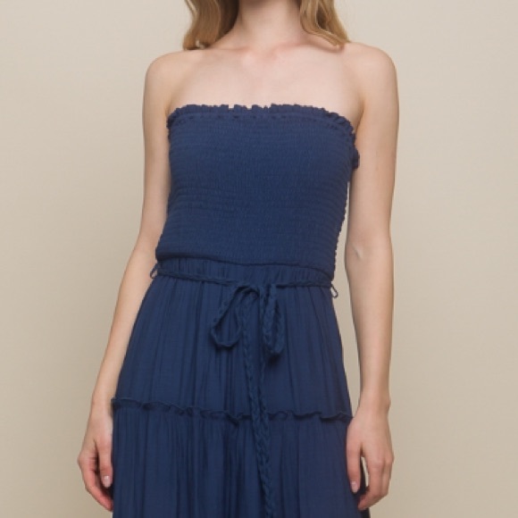 Navy blue woven boho jumpsuit - Picture 5 of 6